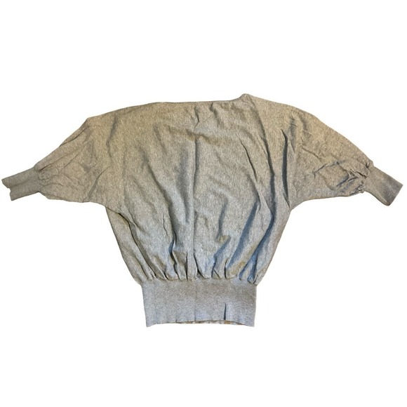 Forever 21 Cropped Sweatshirt Women SZ M Gray Star Print Long Sleeve Ribbed Hem - Picture 2 of 6